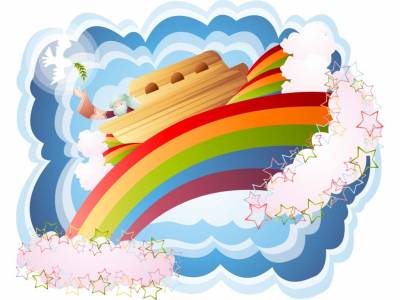 Arc Riding On A Rainbow Background Thumbnail