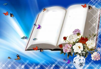 Blank Book With Flowers And Butterflies Background Thumbnail