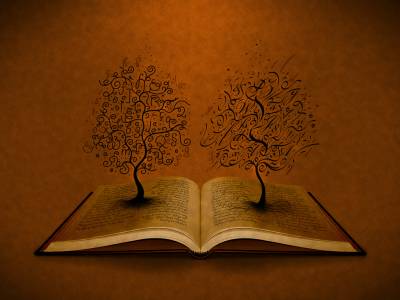 Books On The Brown Background And Trees Background