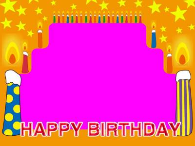 Happy Birthday Frame, Candles, Stars Background Thumbnail