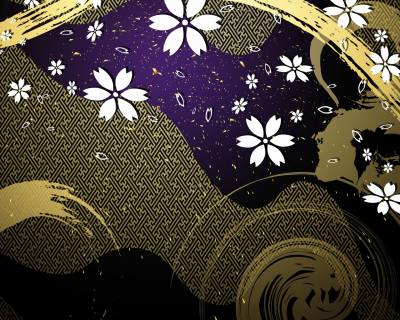 Purple And Gold Abstract Floral Design Background Thumbnail