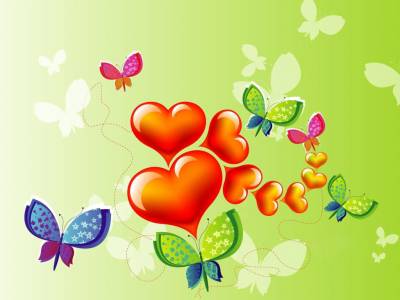 Shapes Design Of Butterflies And Heart Background Thumbnail