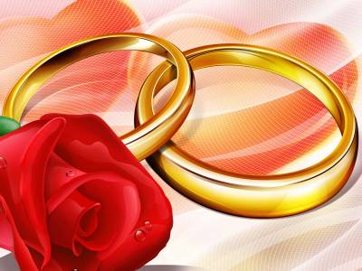 Wedding Rings And Roses Background Thumbnail