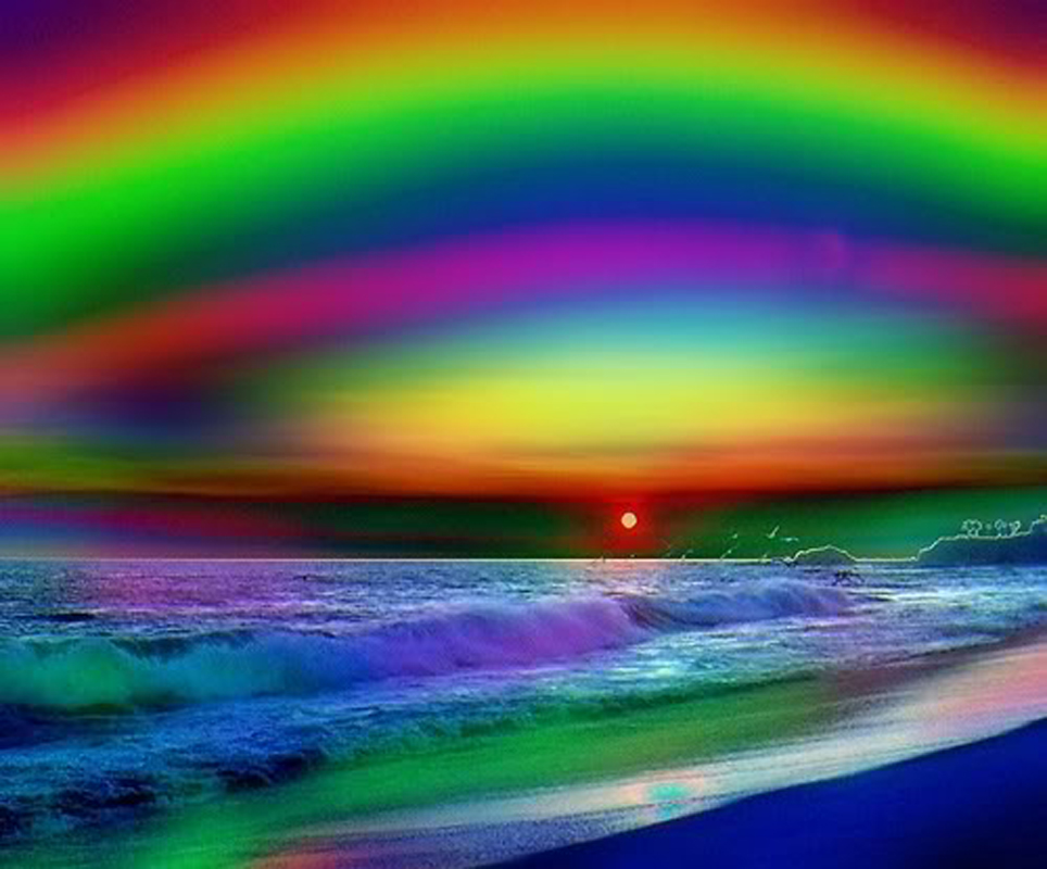 Abstract rainbow sunset free powerpoint background