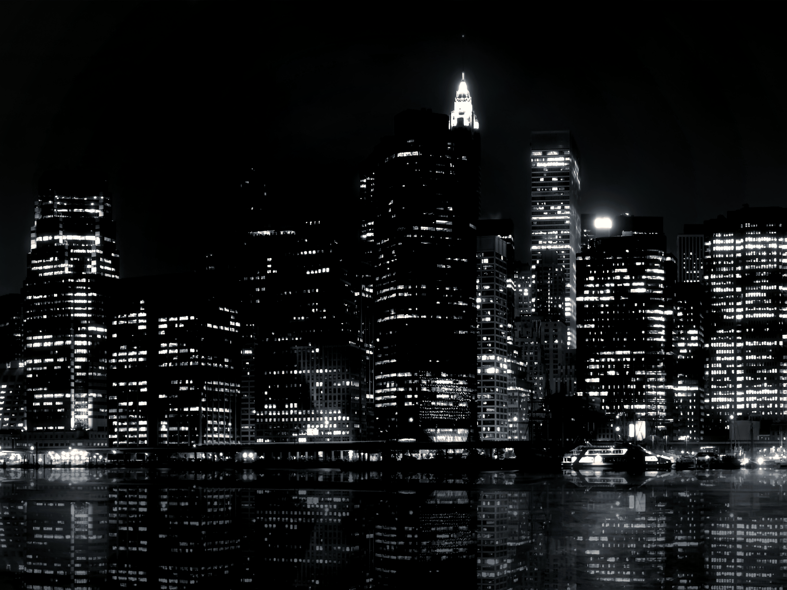 Black and White City Northern River free powerpoint background