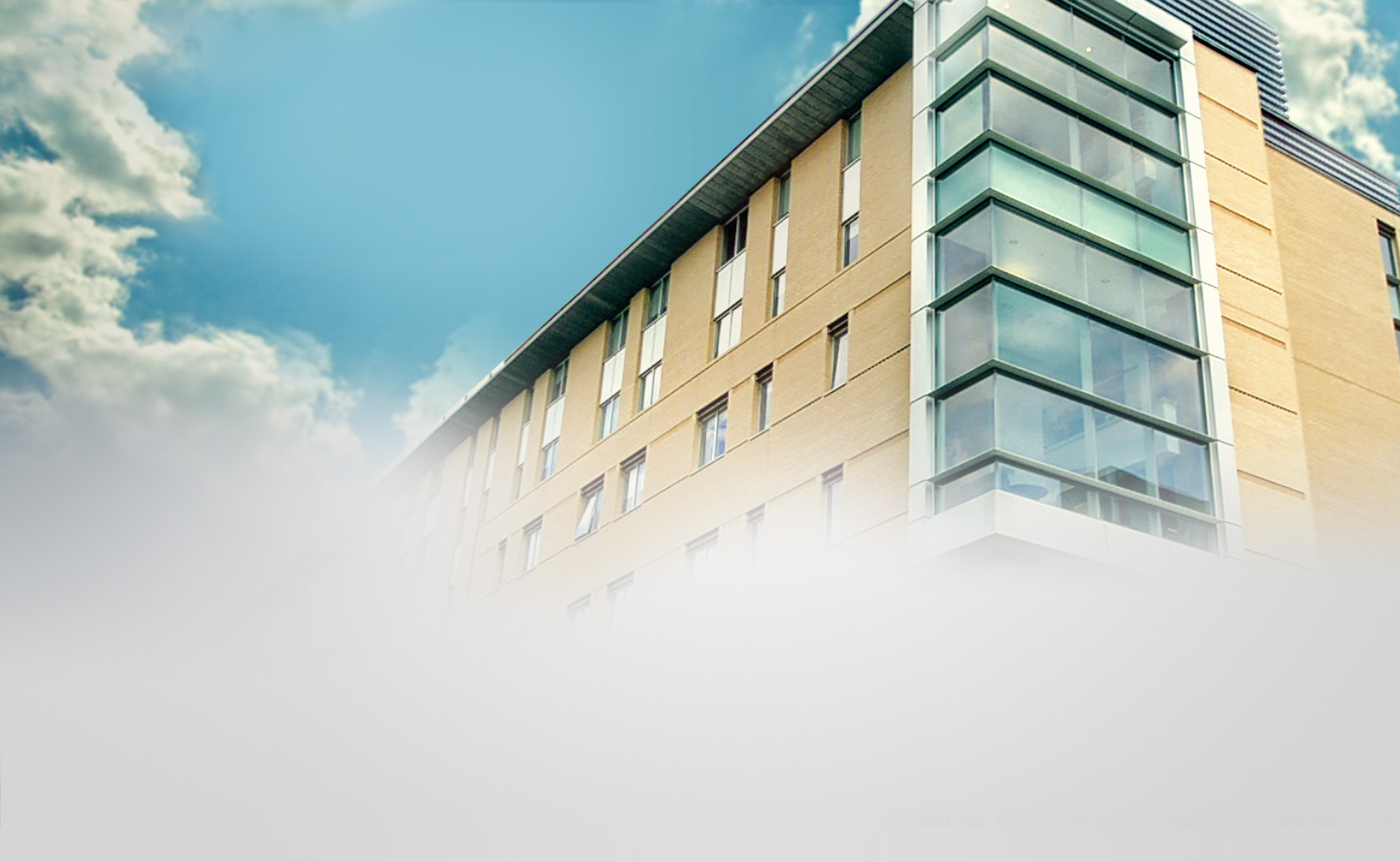 Building with sky and clouds free powerpoint background