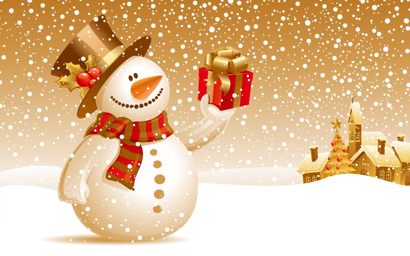 Christmas snowman wallpaper with gifts free powerpoint background