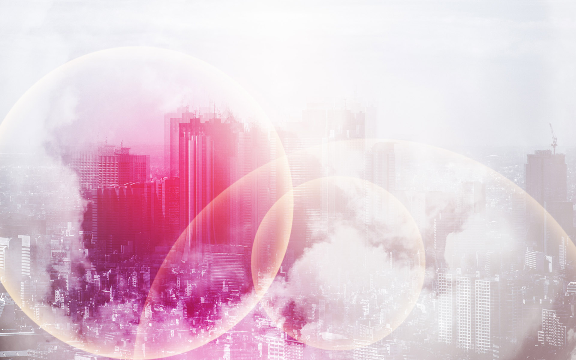City, clouds, sky, balloons, old free powerpoint background