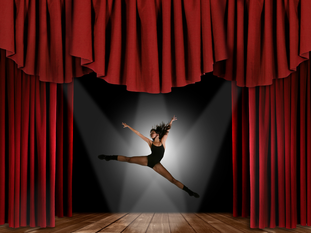 Dancer girl in curtain free powerpoint background