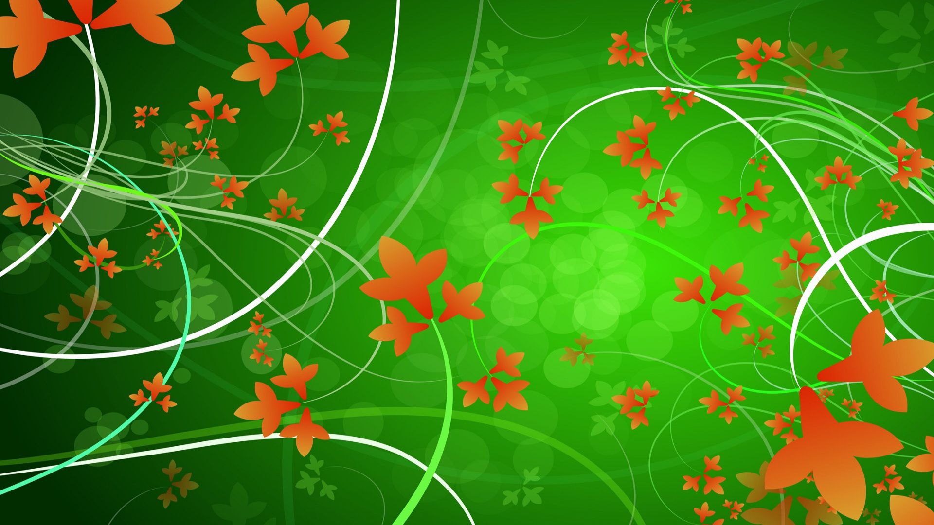 Floral green and orange tone Background