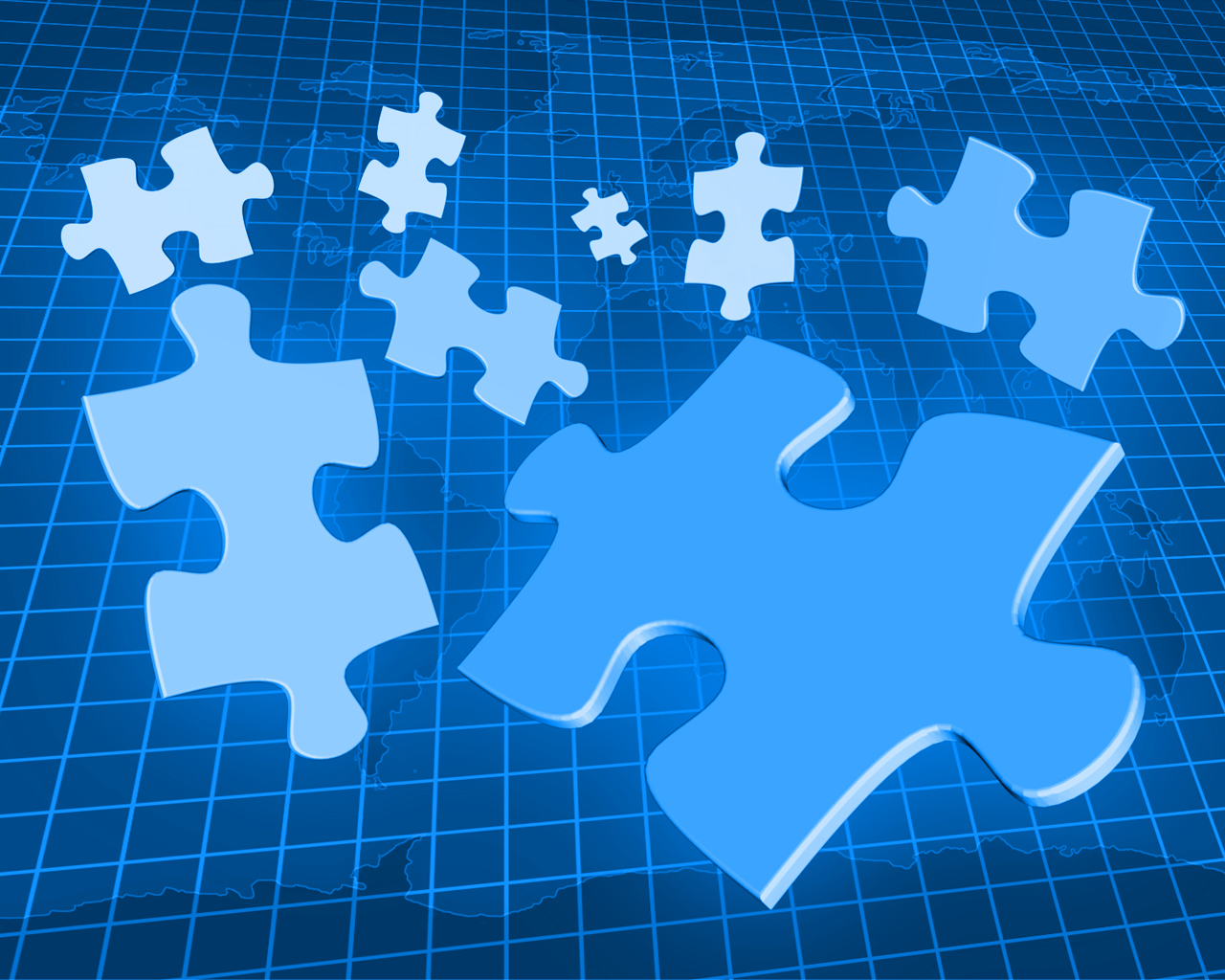 Flying Puzzle Pieces free powerpoint background