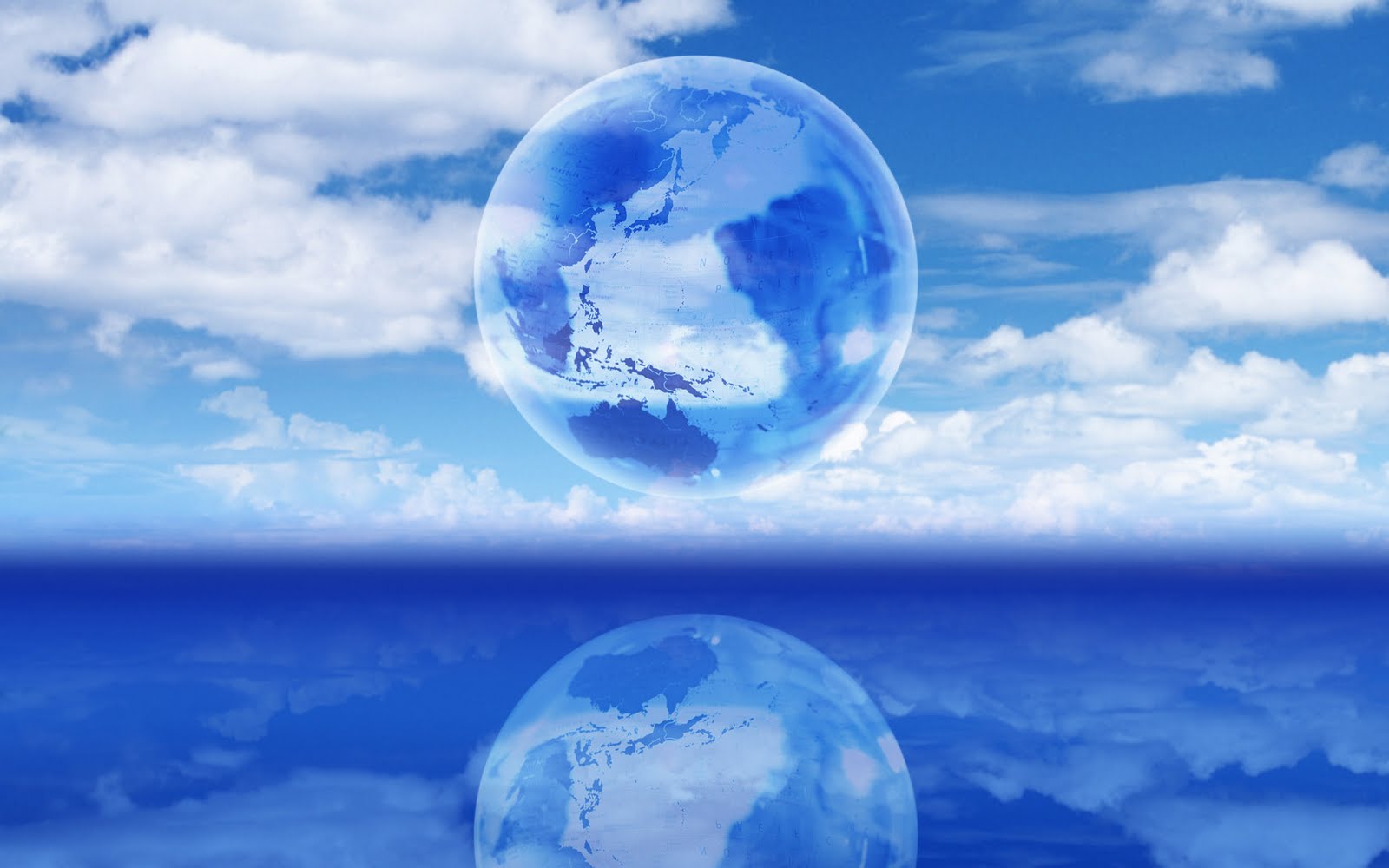 Globe on clouds blue sky free powerpoint background
