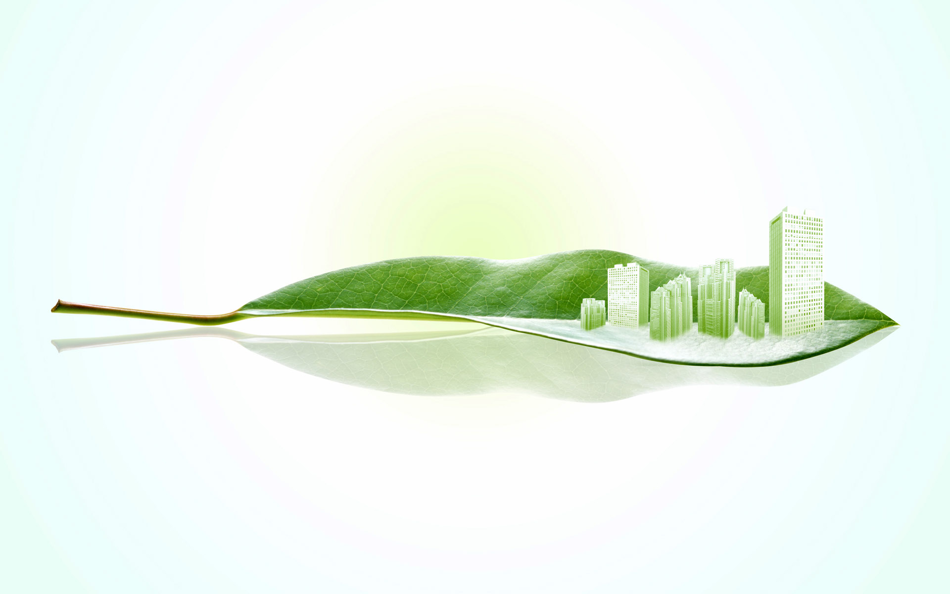 Modern city in green plants Background