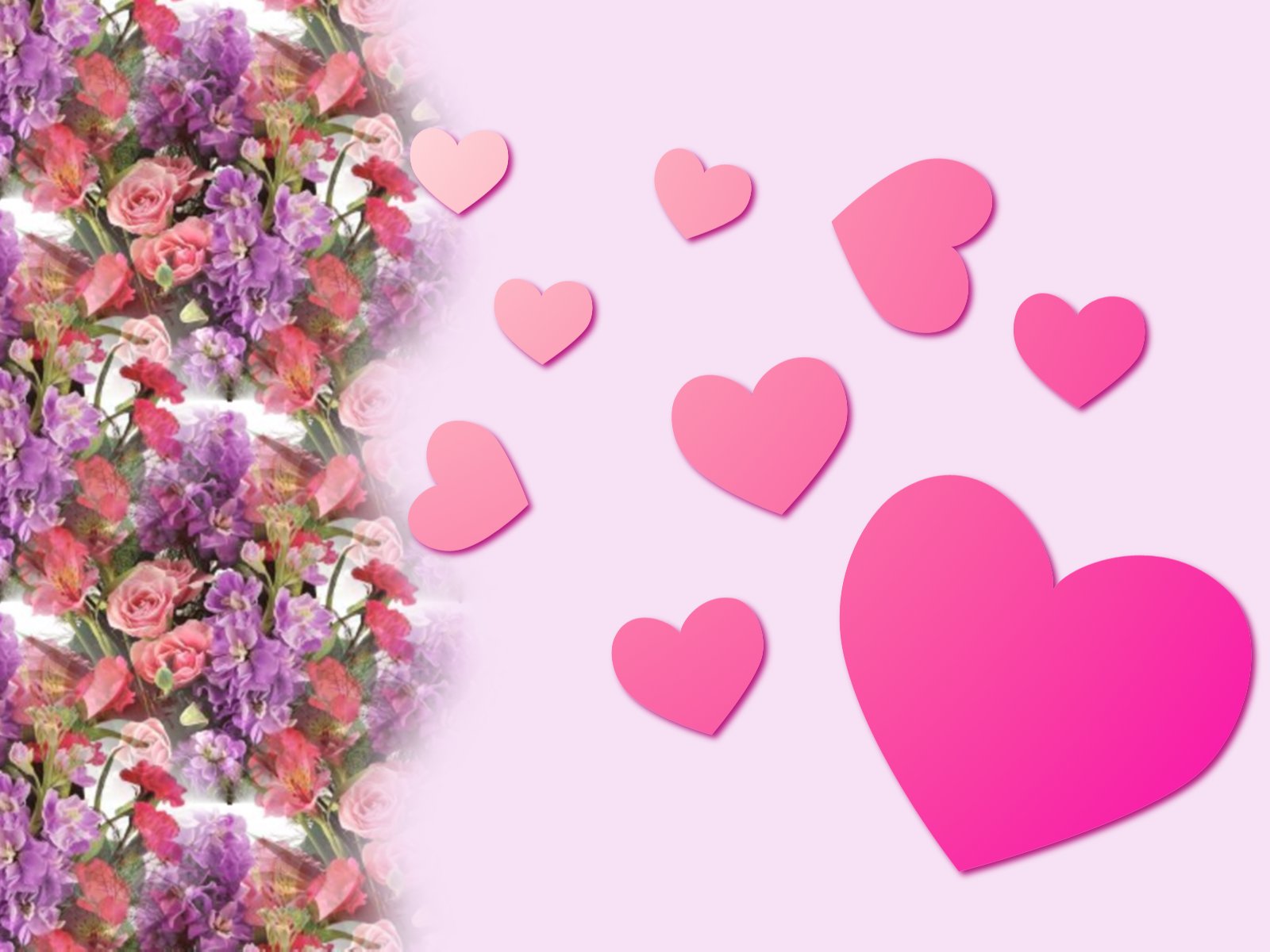 Valentine hearts and pink roses free powerpoint background