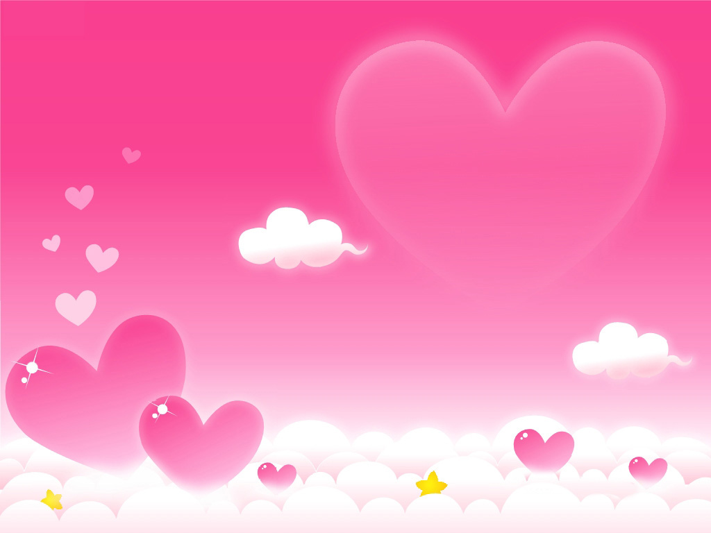 Violet Heart Clouds free powerpoint background
