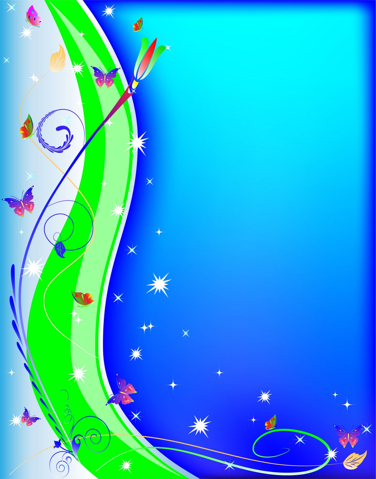 Wavy lines and butterflies free powerpoint background
